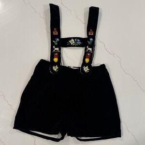Black Embroidered Suspender Shorts